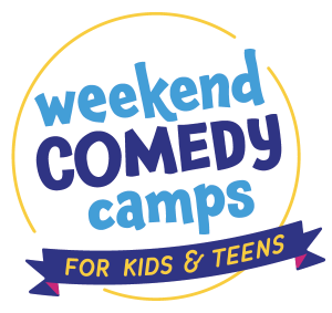 Logo that says weekend comedy camps for kids and teens