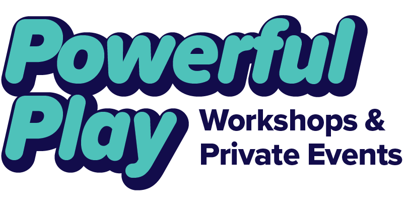 A text logo that says Power Play Workshops and Private Events