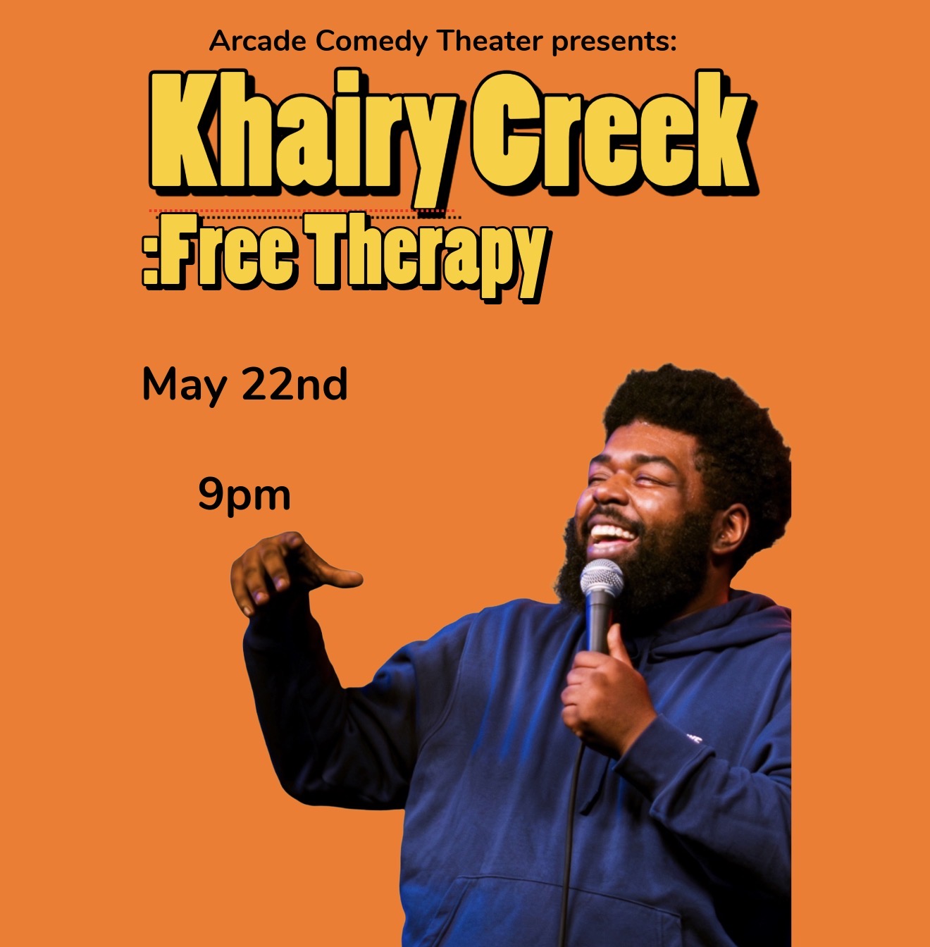 Khairy Creek hits the stage at Arcade Comedy Theater on May 22nd for a night of sharp, unpredictable, can’t-look-away comedy. Whether you’ve seen him before or you’re about to become a fan, this is the kind of show people talk about after it’s over. Pittsburgh, don’t miss it—grab your seat and pull up.