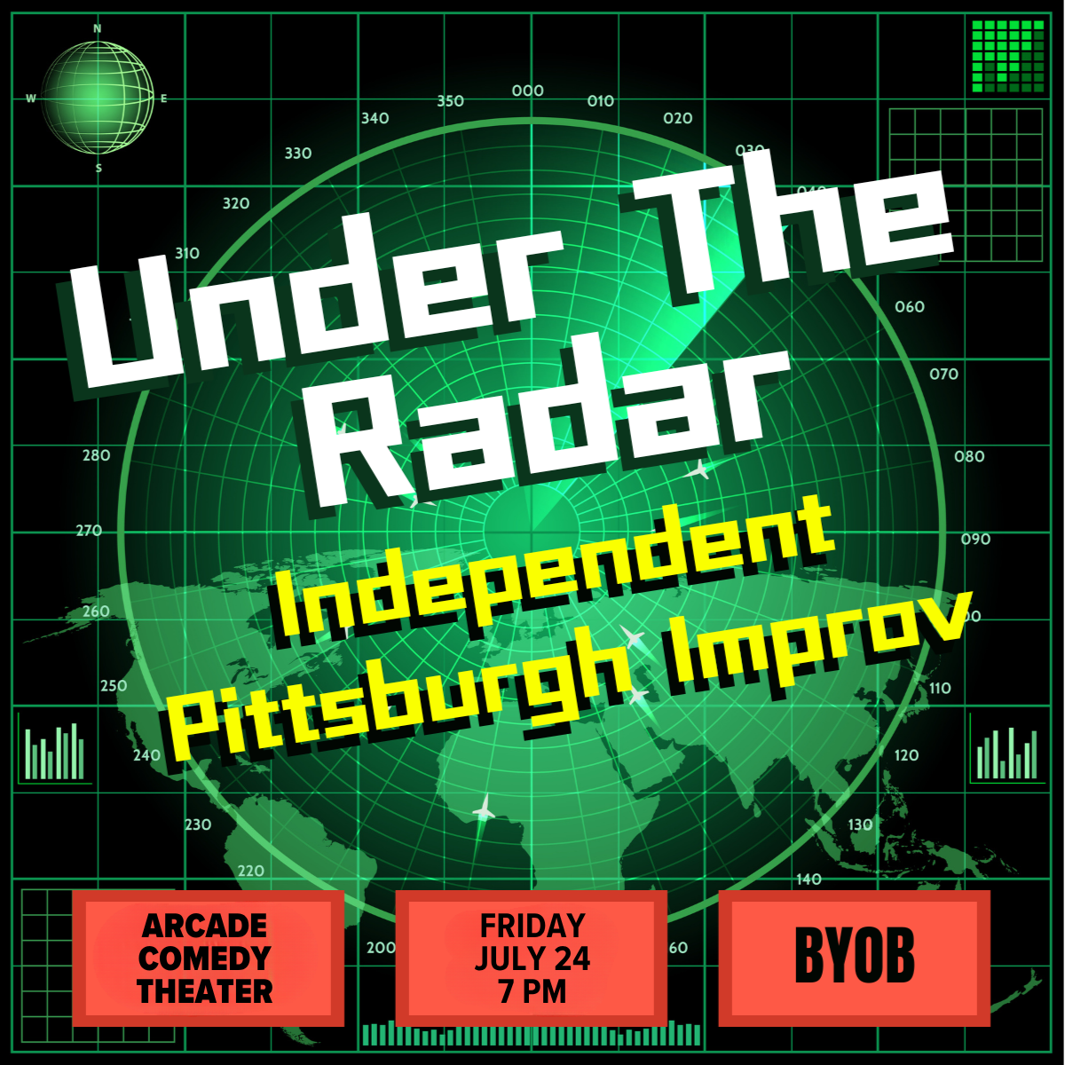 Under the Radar Independent Pittsburgh Improv Arcade Comedy Theater Friday July 24 7 pm byob